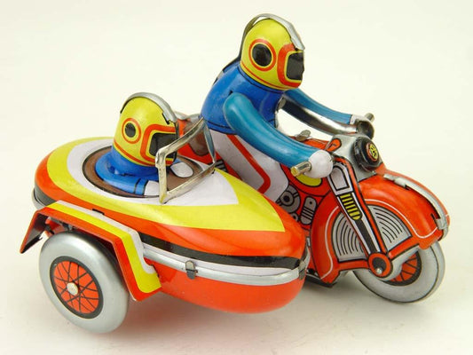 Vintage Style 4" Tin Motorcycle W/Sidecar